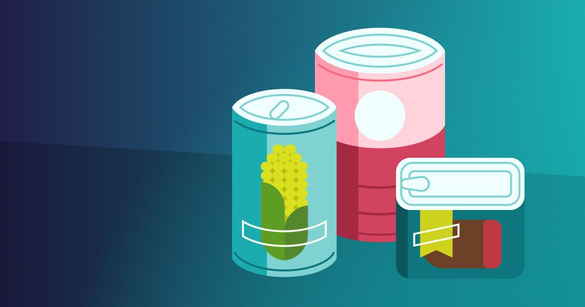 Illustration of three food cans with different sizes